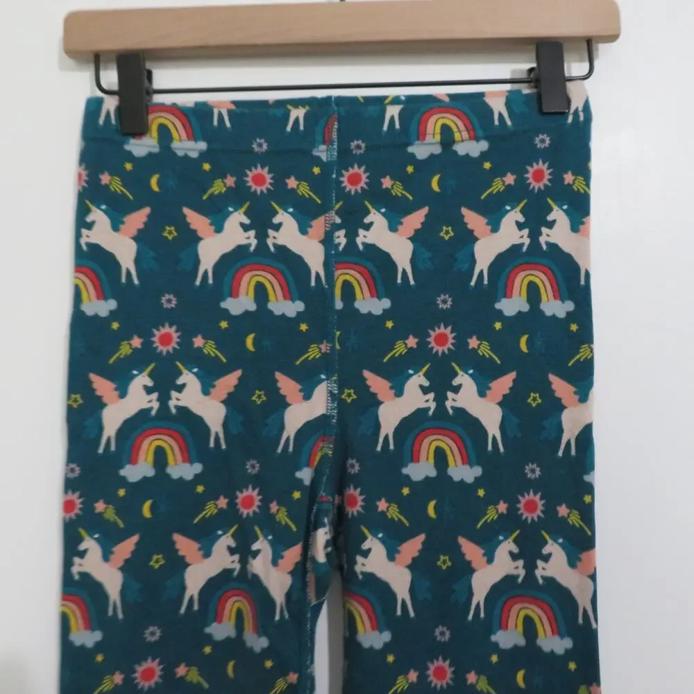 Hanna Andersson Sz 12 Teal Unicorn Kids Pajama Set Organic Cotton